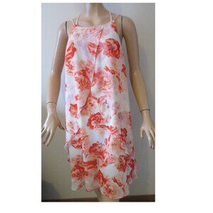 BCBGeneration Fiery Red Multi Ruffle Dress Women's Size Large